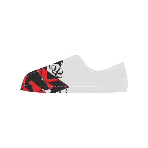 Black Red and White Abstract Women's Classic Canvas Shoes (Model 018)