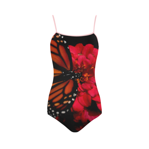 BUTTERFLY SWIMSUIT W/LIGHT PINK TRIM Strap Swimsuit ( Model S05)