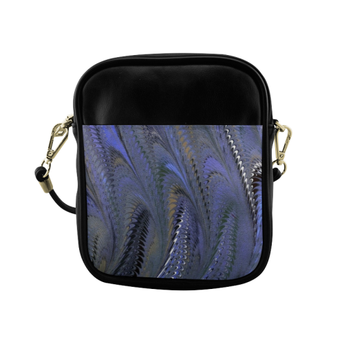 Retro Marbleized Waves Periwinkle Blue Sling Bag (Model 1627)