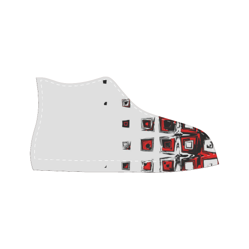 Black Red and White Square abstract Women's Classic High Top Canvas Shoes (Model 017)