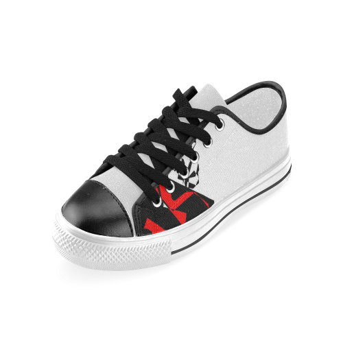 Black Red and White Abstract Women's Classic Canvas Shoes (Model 018)