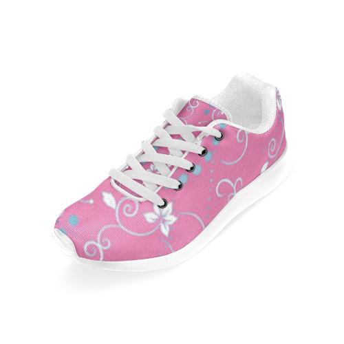 Pink and White Floral Women’s Running Shoes (Model 020)