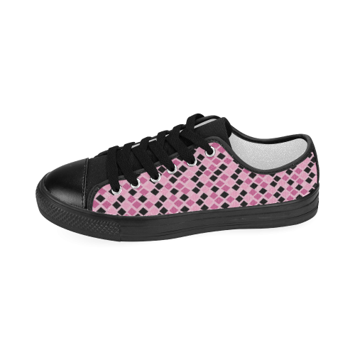 Pink and black Diamonds Women's Classic Canvas Shoes (Model 018)