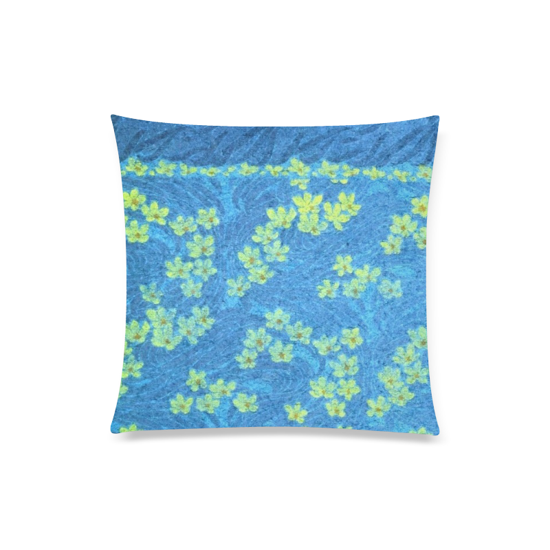 Vintage Floral Blue Custom Zippered Pillow Case 20"x20"(Twin Sides)
