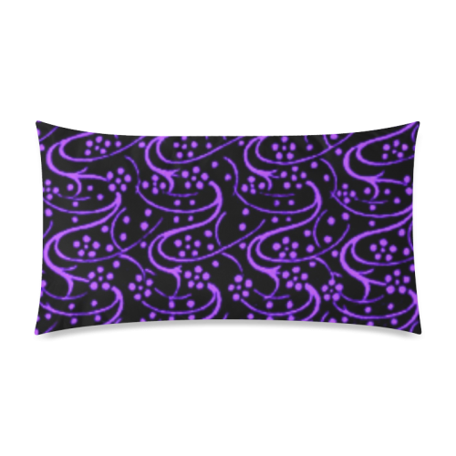 Vintage Swirl Floral Purple Black Rectangle Pillow Case 20"x36"(Twin Sides)