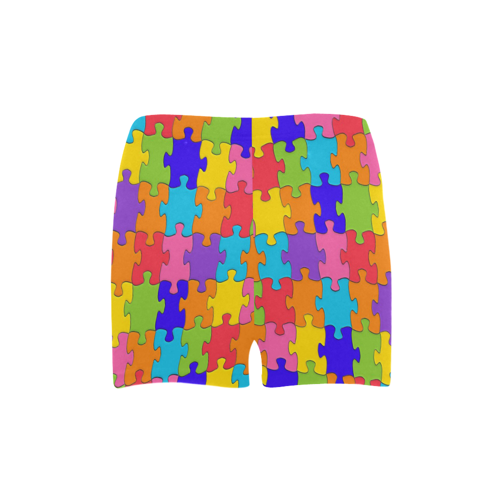 Multicolored Jigsaw Puzzle Briseis Skinny Shorts (Model L04)