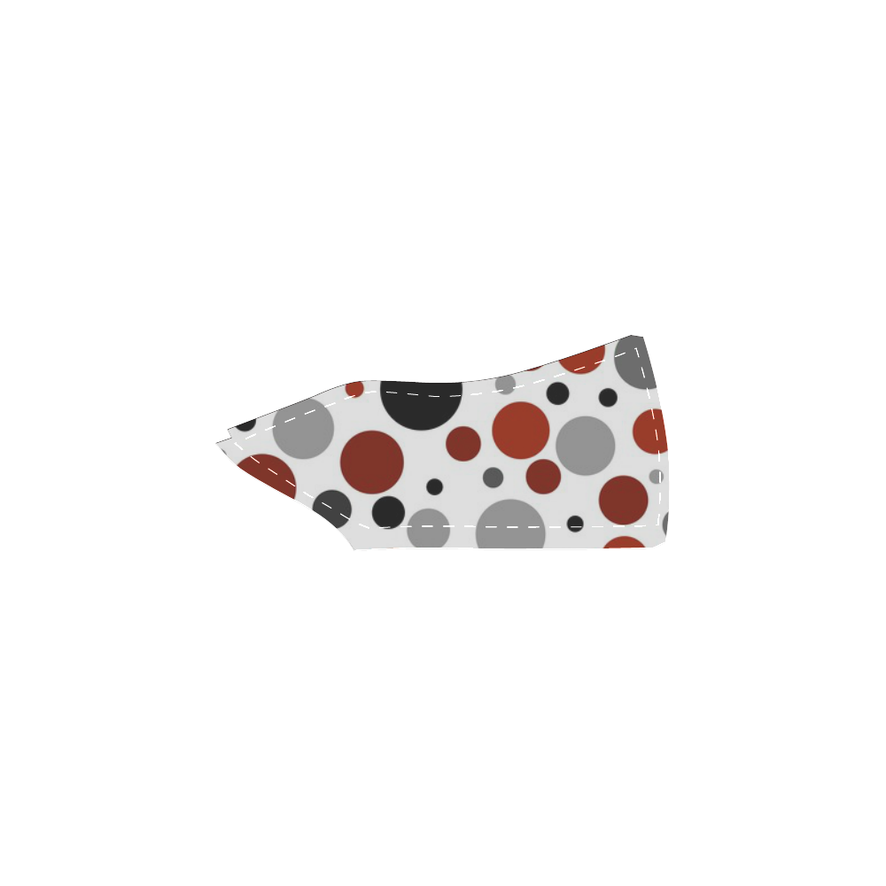 red black gray Polka Dots Women's Unusual Slip-on Canvas Shoes (Model 019)