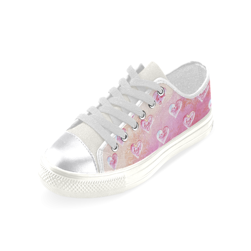 Vintage Pink Hearts with Love Words Women's Classic Canvas Shoes (Model 018)