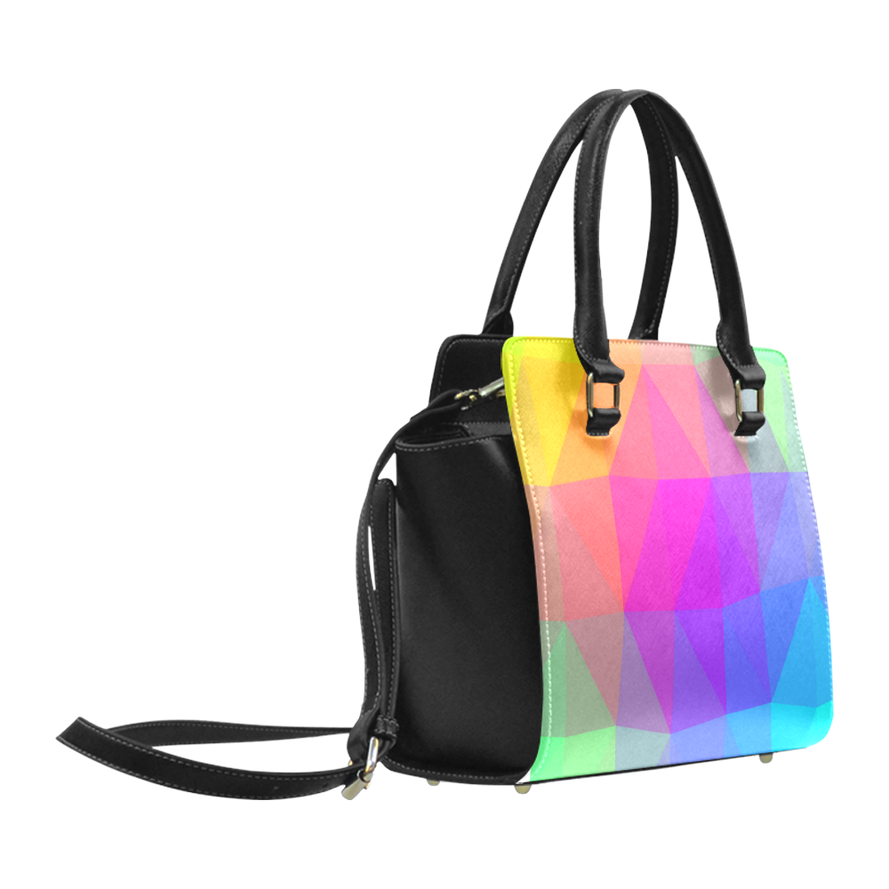 Triangle Rainbow Abstract Classic Shoulder Handbag (Model 1653)