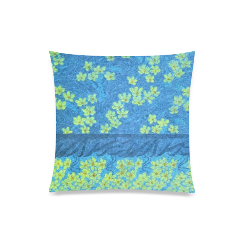 Vintage Floral Blue Custom Zippered Pillow Case 20"x20"(Twin Sides)