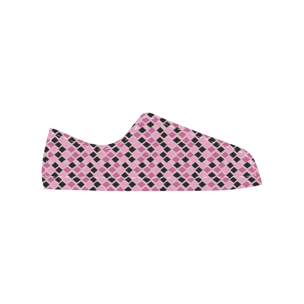 Pink and black Diamonds Women's Classic Canvas Shoes (Model 018)