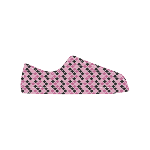 Pink and black Diamonds Women's Classic Canvas Shoes (Model 018)