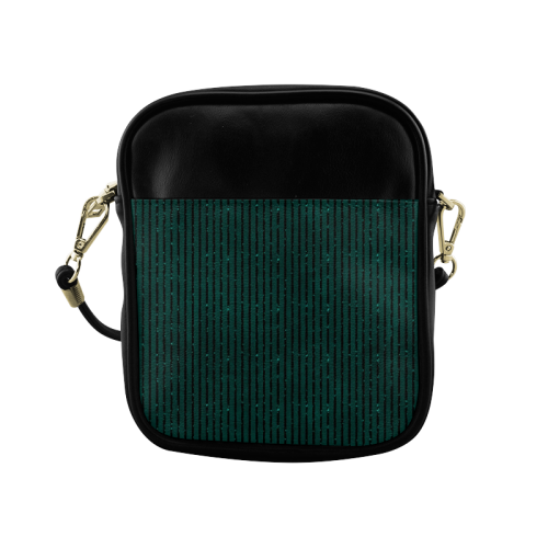 Teal Glitter Stripe Sling Bag (Model 1627)