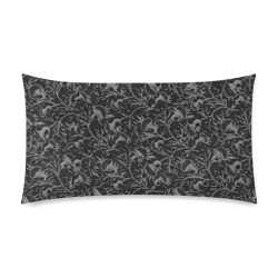 Vintage Floral Charcoal Black Rectangle Pillow Case 20"x36"(Twin Sides)