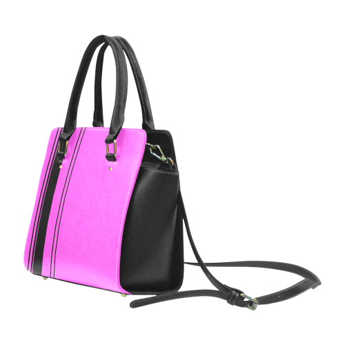 Pink Qith Black Stripes Classic Shoulder Handbag (Model 1653)