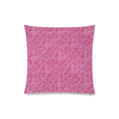 Vintage Floral Lace Leaf Fuchsia Pink Custom Zippered Pillow Case 20"x20"(Twin Sides)