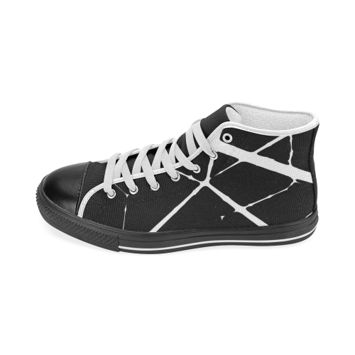 Black and White Abstract Lines Women's Classic High Top Canvas Shoes (Model 017)