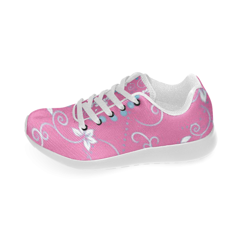 Pink and White Floral Women’s Running Shoes (Model 020)