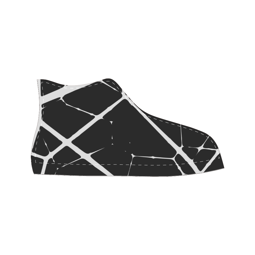 Black and White Abstract Lines Women's Classic High Top Canvas Shoes (Model 017)