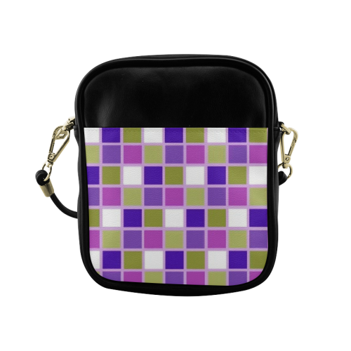Harlequin Sage Green Lavender Purple Color Tiles Sling Bag (Model 1627)