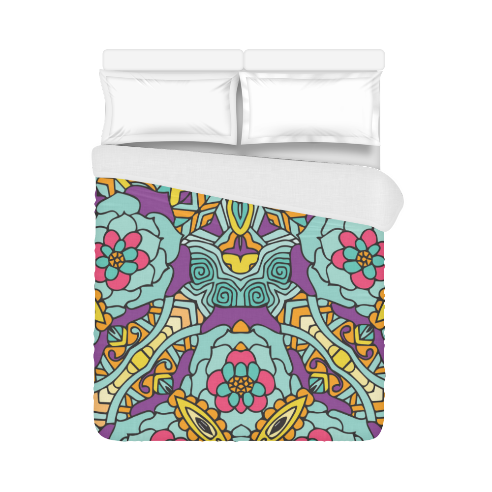 Mariager-bold flowers,blue,purple,yellow floral Duvet Cover 86"x70" ( All-over-print)