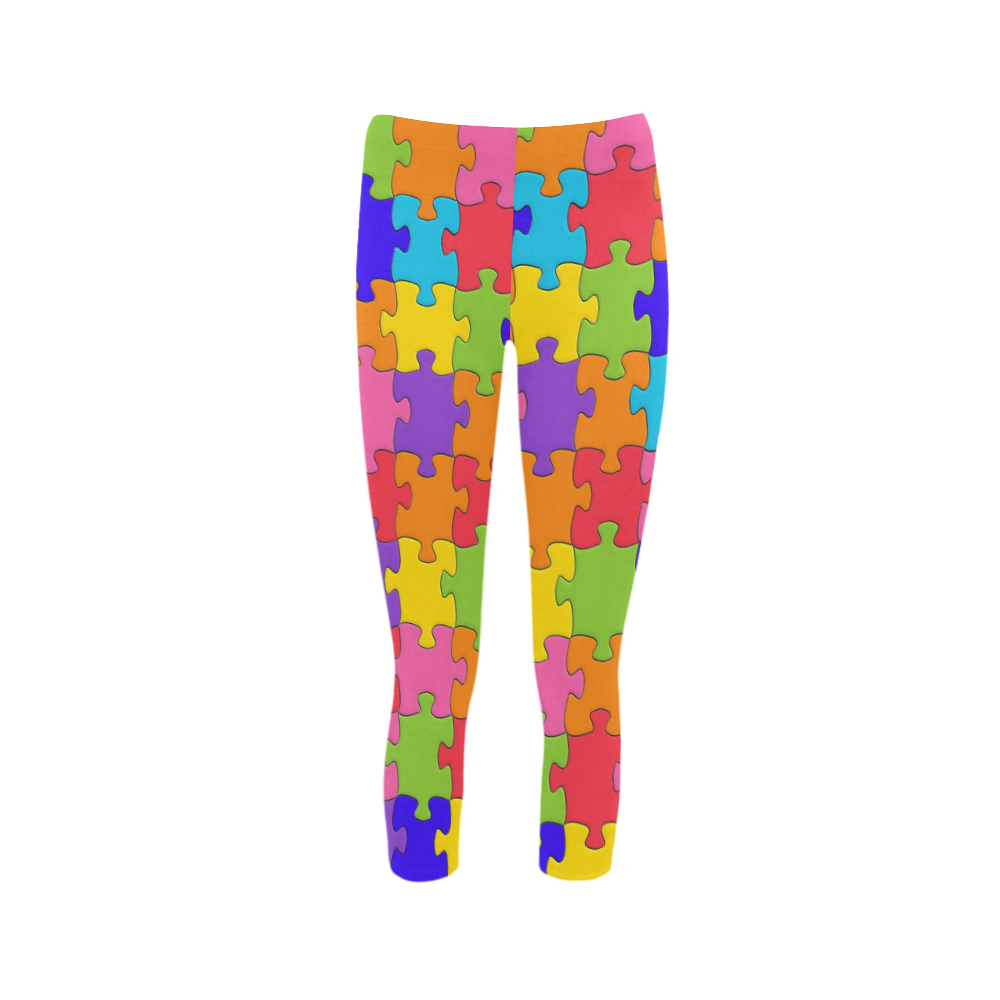 Multicolored Jigsaw Puzzle Capri Legging (Model L02)