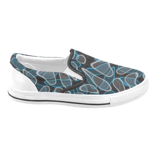 blue and white abstract Women's Unusual Slip-on Canvas Shoes (Model 019)