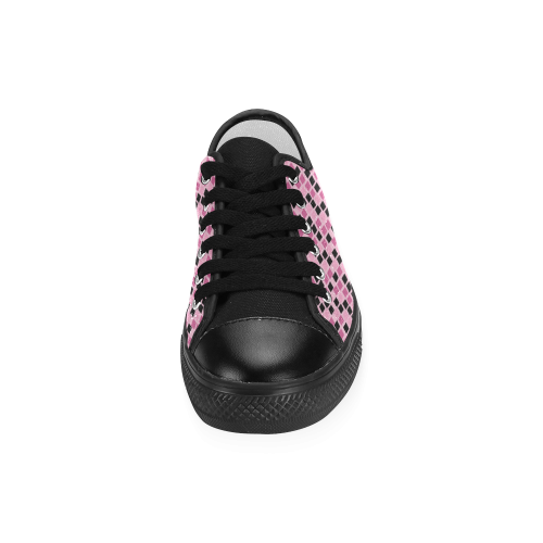 Pink and black Diamonds Women's Classic Canvas Shoes (Model 018)