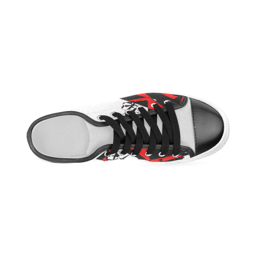 Black Red and White Abstract Women's Classic Canvas Shoes (Model 018)
