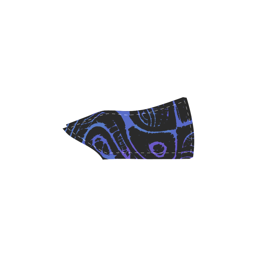 Black Purple and Blue abstract Women's Unusual Slip-on Canvas Shoes (Model 019)