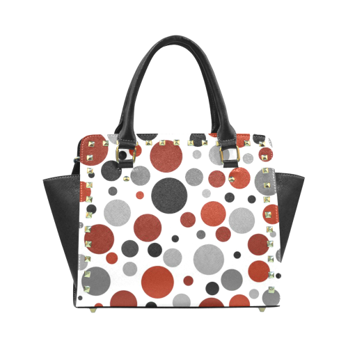 red black gray Polka Dots Rivet Shoulder Handbag (Model 1645)