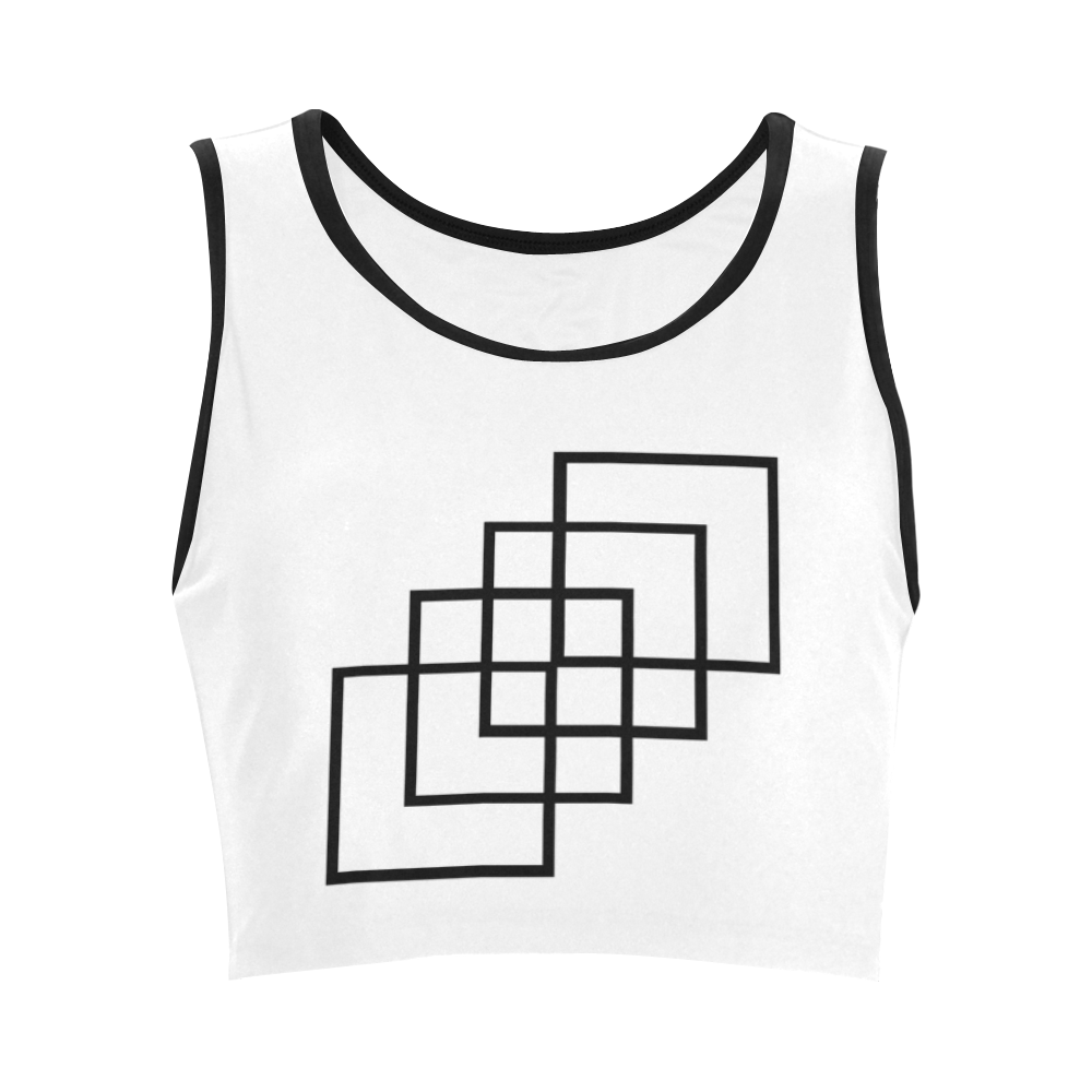 square abstract Women's Crop Top (Model T42)