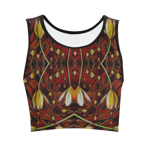 fantasy flowers and leather in a world of harmony Women's Crop Top (Model T42)