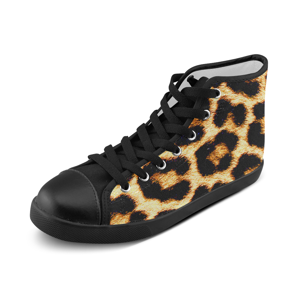 LEOPARDSKIN HI~TOPS Women's High Top Canvas Shoes (Model 002) | ID: D232445