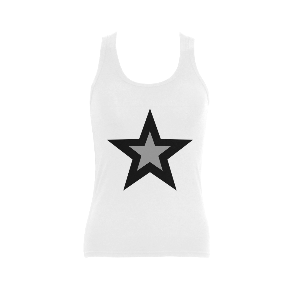 Black and Gray Star Women's Shoulder-Free Tank Top (Model T35)