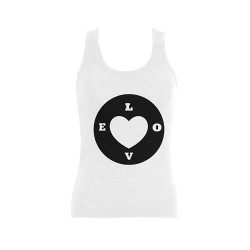 love circle heart Women's Shoulder-Free Tank Top (Model T35)