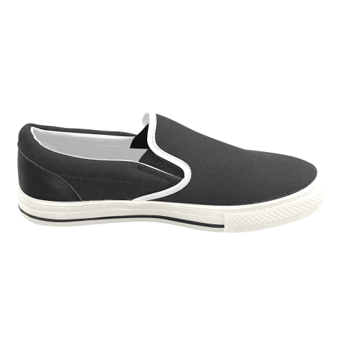 black and white Men's Unusual Slip-on Canvas Shoes (Model 019)