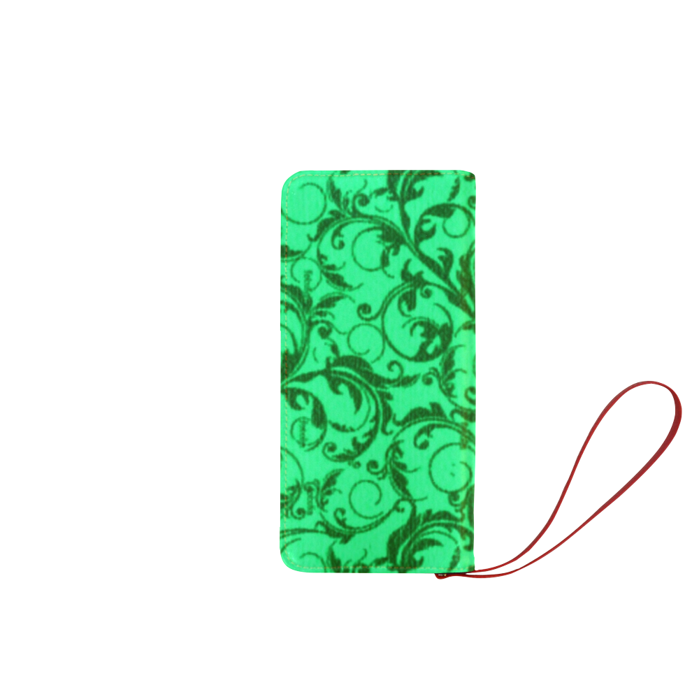 Vintage Swirls Green Women's Clutch Wallet (Model 1637)