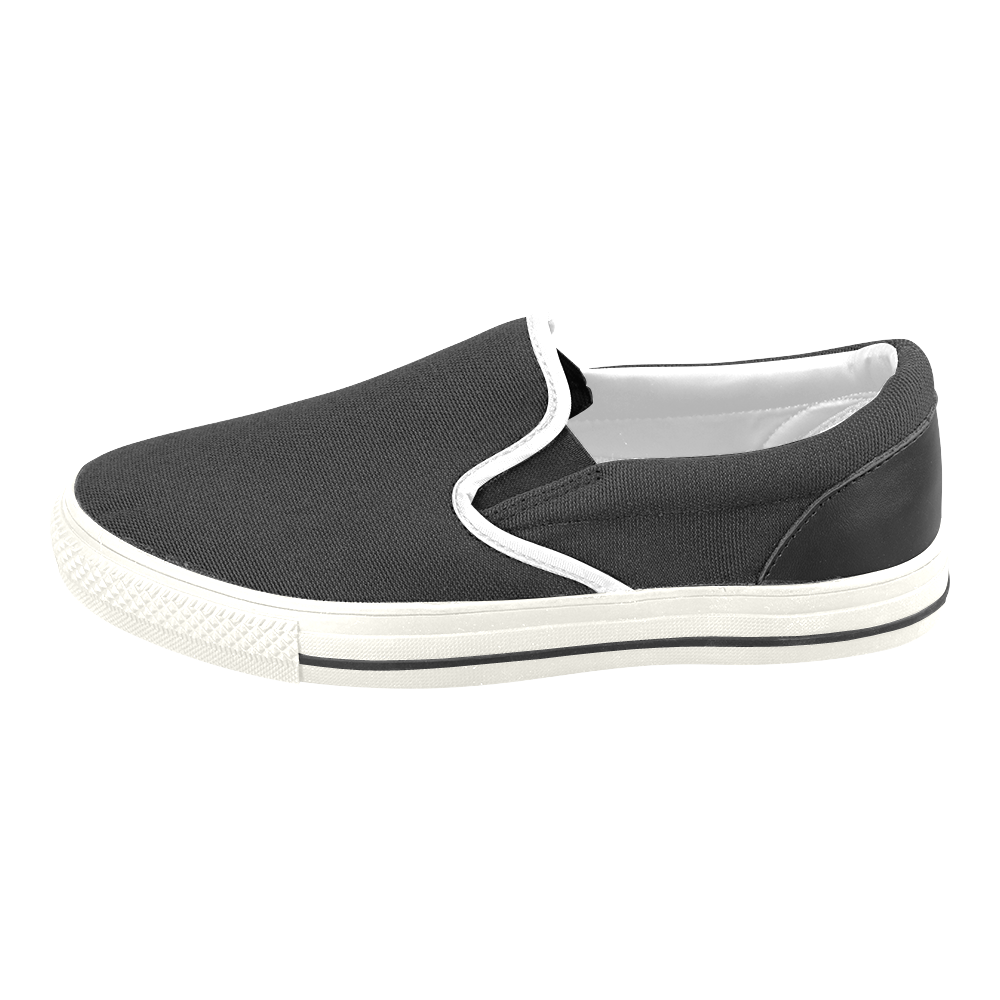 black and white Men's Unusual Slip-on Canvas Shoes (Model 019)