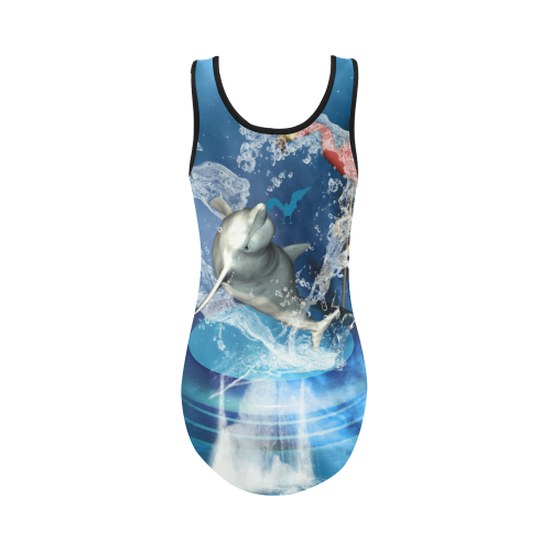 Dolphin with flamingo Vest One Piece Swimsuit (Model S04)