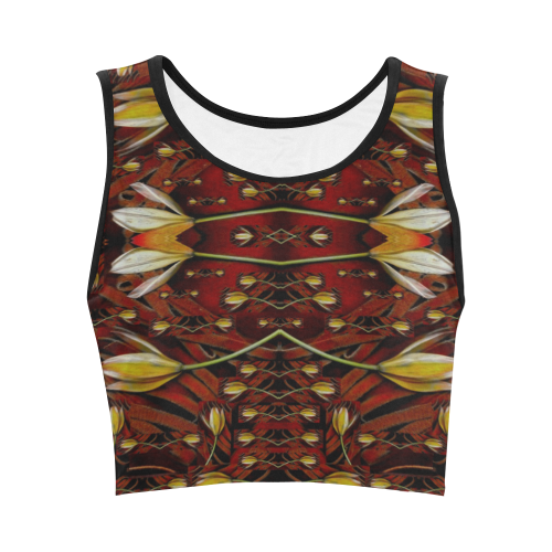 fantasy flowers and leather in a world of harmony Women's Crop Top (Model T42)