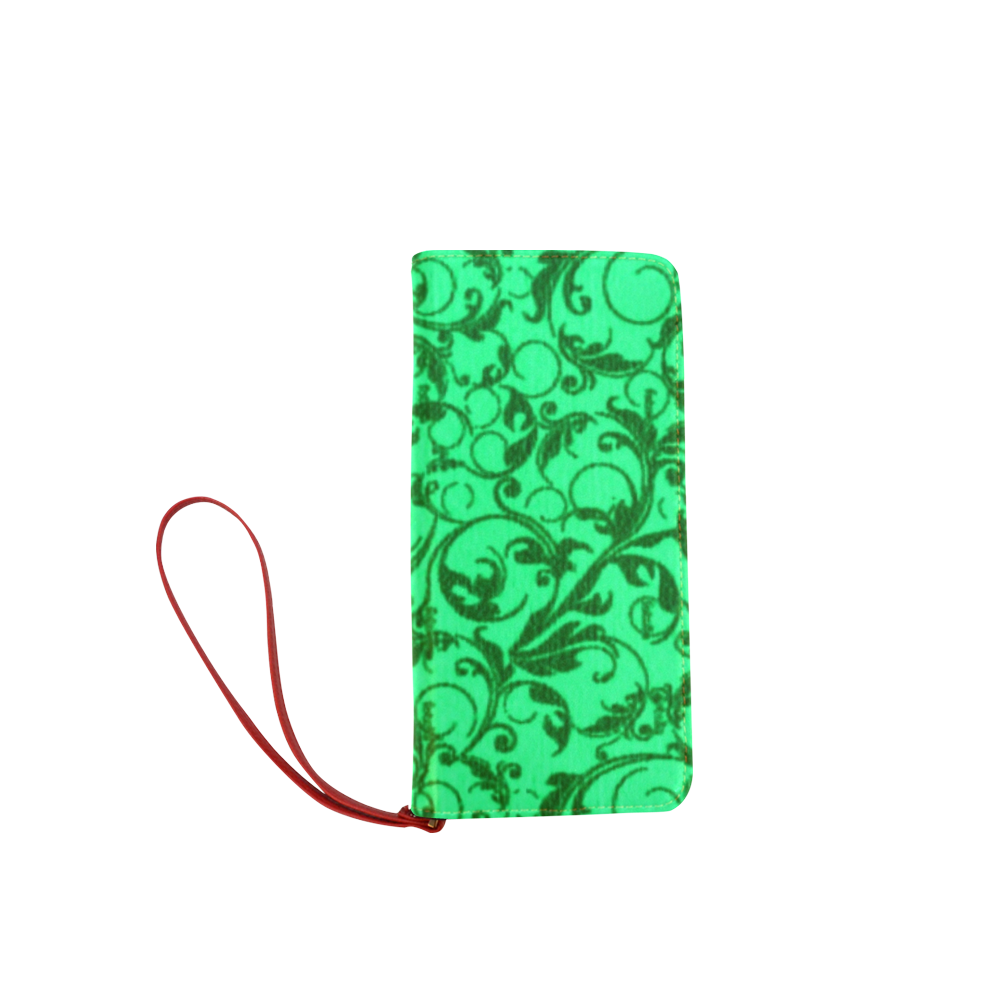 Vintage Swirls Green Women's Clutch Wallet (Model 1637)