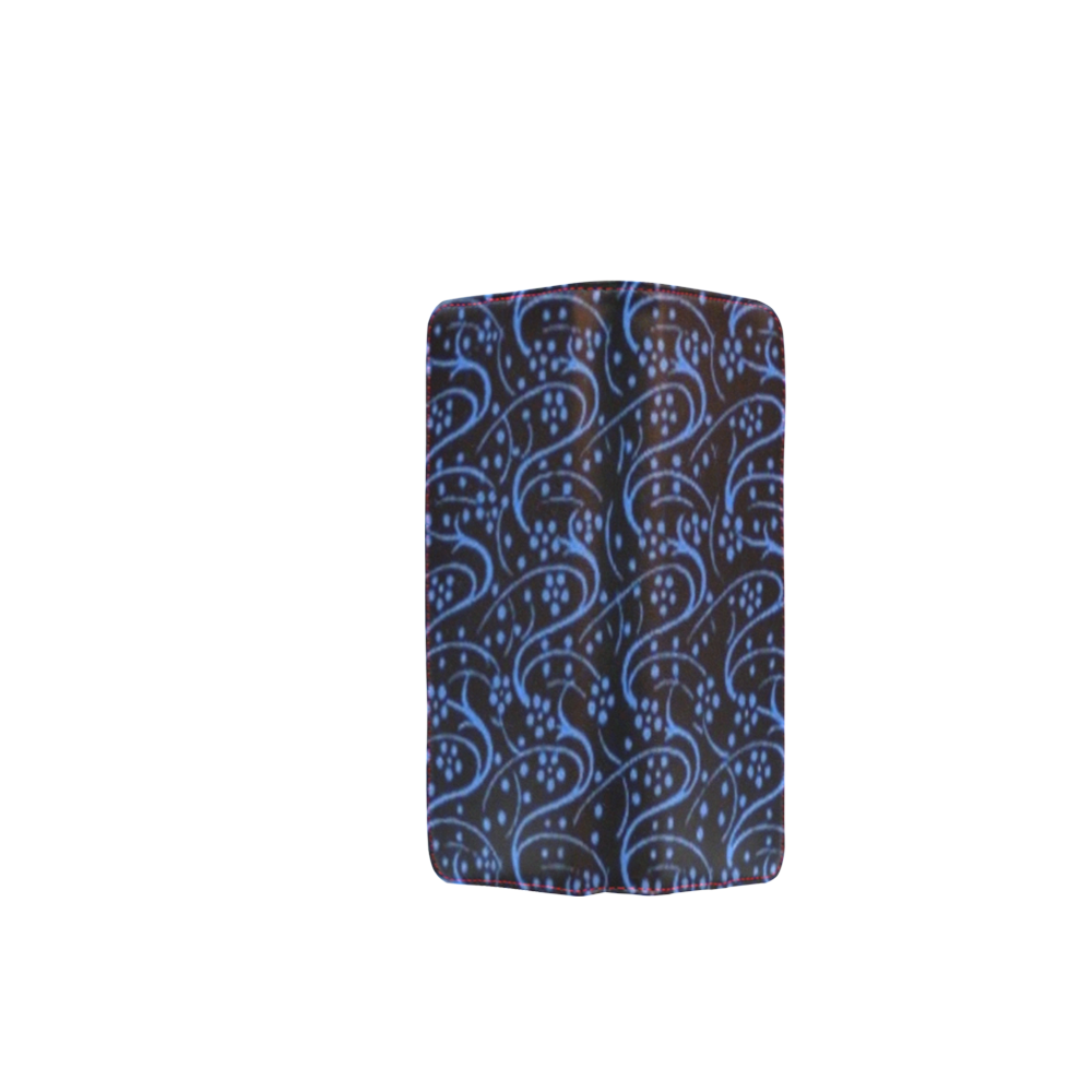 Vintage Swirl Floral Blue Black Women's Clutch Wallet (Model 1637)