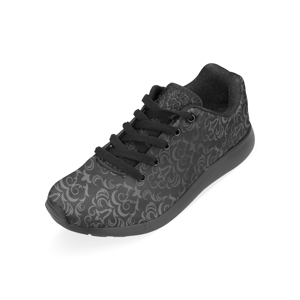 Black Grey Damasks Women’s Running Shoes (Model 020)