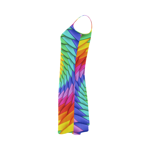 Psychedelic Rainbow Spiral Alcestis Slip Dress (Model D05)