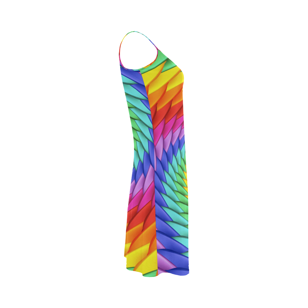 Psychedelic Rainbow Spiral Alcestis Slip Dress (Model D05)