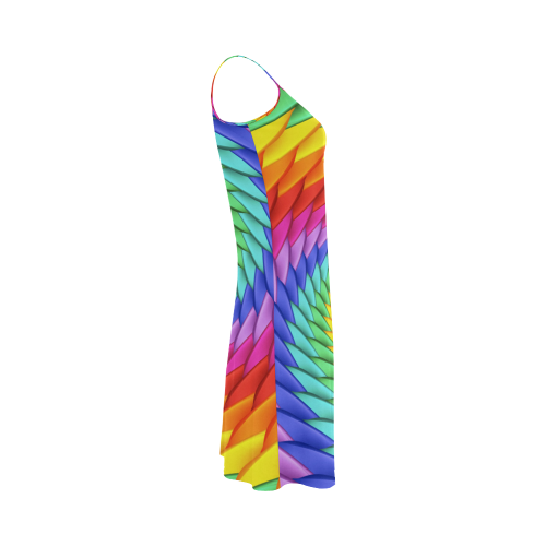 Psychedelic Rainbow Spiral Alcestis Slip Dress (Model D05)