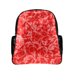 Vintage Swirls Coral Red Multi-Pockets Backpack (Model 1636)