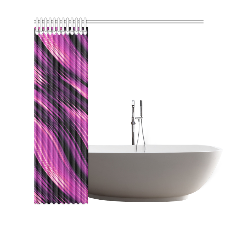 Purple Pink Black Wave Shower Curtain 69"x70"