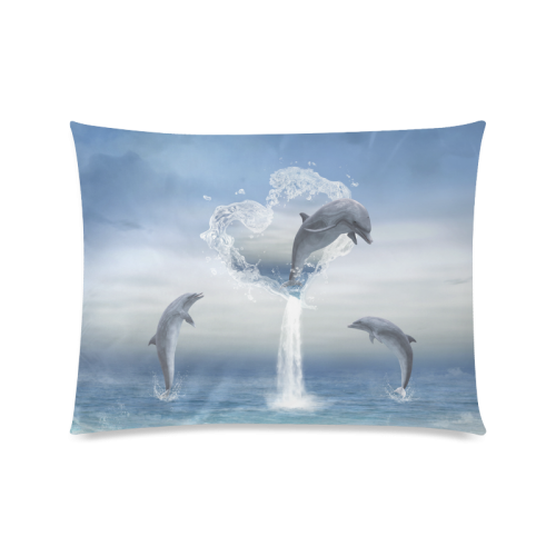 The Heart Of The Dolphins Custom Zippered Pillow Case 20"x26"(Twin Sides)